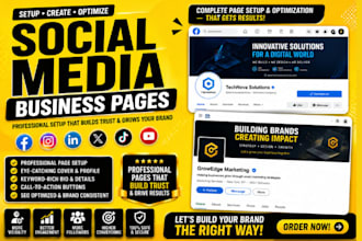 setup fix optimize facebook business page tiktok, ig social media page creation
