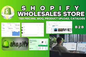 setup shopify wholesales store with tier pricing, moq, product upload, catalogs