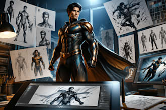 create comic character and superhero art illustration