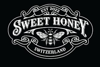 unique eye catching honey bee logo label design