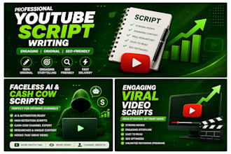 write engaging youtube scripts for faceless ai and cash cow channels