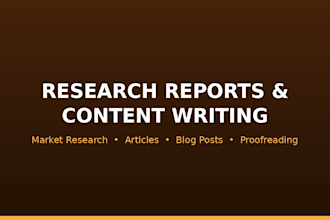 write research reports, articles, and blog content