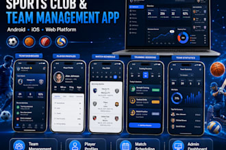 develop a sports club app, team management app, sports management app