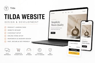 design tilda website product landing page website revamp checkout setup