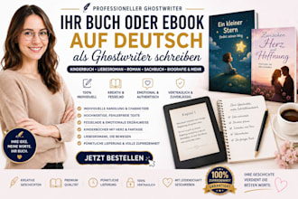 ihr buch oder ebook auf deutsch als ghostwriter schreiben, kinderbuch, liebesrom