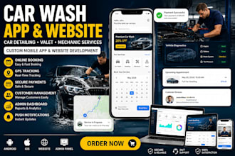 create auto detailing car repair app, car wash valet and mechanic booking  app