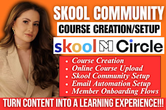 skool community setup skool course creation, online course content course upload