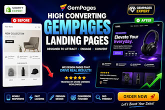 design a high converting gempages shopify landing  page