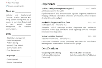 create a professional ats friendly CV and resume