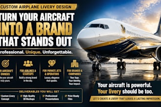 design airplane livery, custom livery and airplane wrap in 24 hours