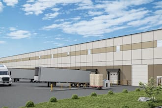 construct 3d warehouse complex,industrial factory exterior,cgi site plan retail