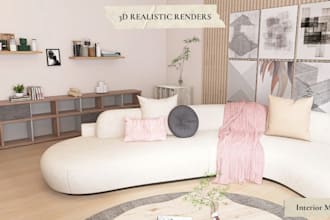 design your room with moodboard and 3d render