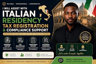 assist with italian residency, tax registration and compliance support