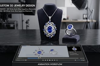 design 3d jewelry cad model 360 rendering 3d rings animation 3d pendant design