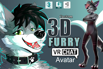 create custom furry avatar anime 3d model vrchat avatar vr character vrchat nsfw