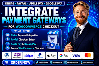 integrate stripe, paypal, apple pay, google pay for shopify woocommerce checkout