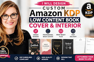 design custom amazon KDP low content book cover and interior