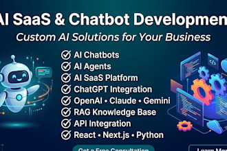 develop saas website, ai chatbot, custom ai agent and gpt web app