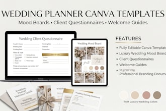 design wedding planner canva templates mood boards and questionnaires