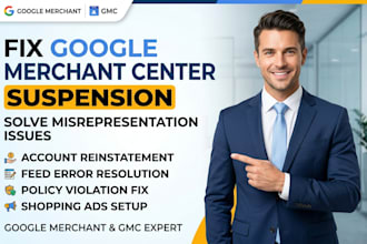 fix gmc misrepresentation, google merchant center suspension, shopping ads