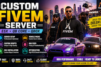 create custom gta 5 fivem server with esx or qb core