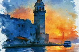 draw watercolor illustration art for you