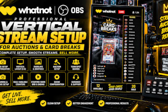 setup professional whatnot vertical stream with obs for auctions and card breaks