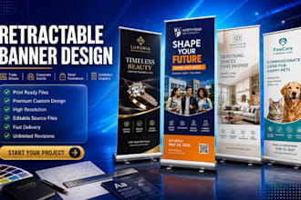 design retractable roll up banner, pull up banner, billboard, signage design
