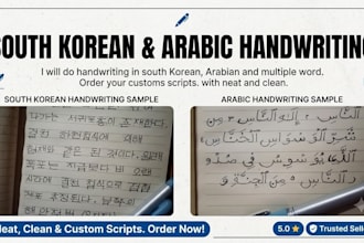 write anything with unique handwriting in korean and aradic