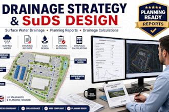 prepare drainage strategy, suds design and surface water drainage report