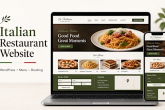 italian wordpress restaurant, cafe, pizzeria website with online menu, bookings