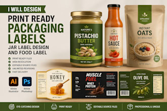 design print ready packaging labels illustrator jar label design and food label
