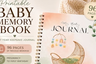 design pregnancy journal birth dairy, babyshower, baby memorybook, birthday gift