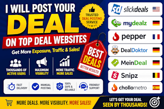 post deal on slickdeals,, mydealz, pepper, dealdoktor, meindeal, chollometro