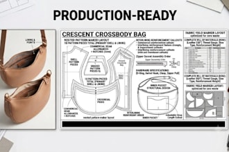 design crescent crossbody bag sewing pattern handbag pattern and bag tech pack