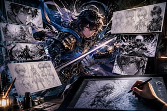 create manga anime art and custom digital comic illustrations