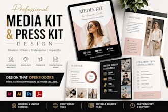 design a professional media kit, press kit, or brand kit