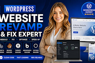 revamp, fix wordpress website with beaver builder, themify, breakdance, oxygen