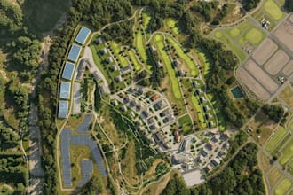 render 3d masterplan concept, luxury resort cgi rendering, site topography model