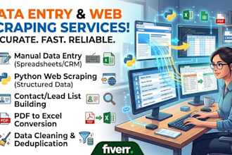 do data entry, web research and web scraping