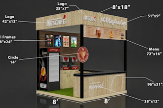 design 3d exhibition booth, trade show stand and kiosk