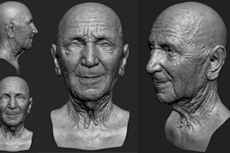 sculpt realistic 2d photo to 3d head bust model image to 3d stl 3d printing