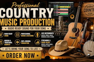 create radio ready country music production for your song
