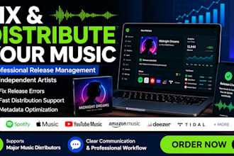 music manager, fix and distribute music on distrokid, cd baby, tunecore, ditto
