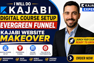 do kajabi digital course setup kajabi evergreen funnel kajabi website makeover