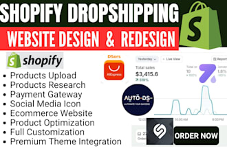 do shopify dropshipping store design redesign SEO via supliful dser zendrop cj