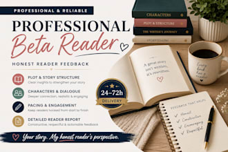 beta read your fiction book and provide honest reader feedback
