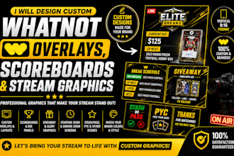 design custom whatnot overlays, scoreboards and stream graphics
