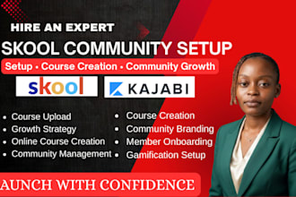 setup skool community, create online course and organize contents