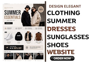 design clothing brand website, summer fashion dress sunglass shoe website